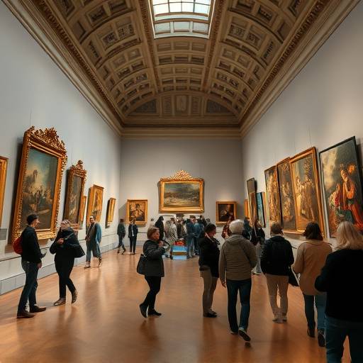 Photo de l'intérieur du Musée d'Orsay avec des visiteurs observant des tableaux impressionnistes