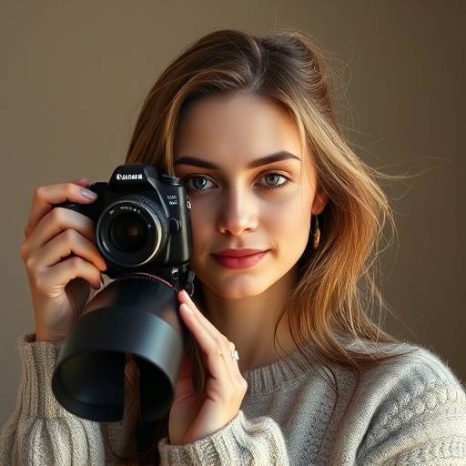 Portrait de Chloé Bernard tenant son appareil photo