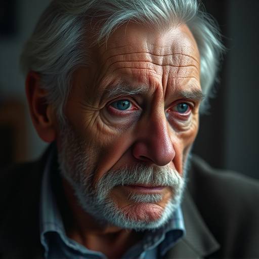 Œuvre d'art de Chloé Bernard représentant un portrait en couleur d'un homme âgé